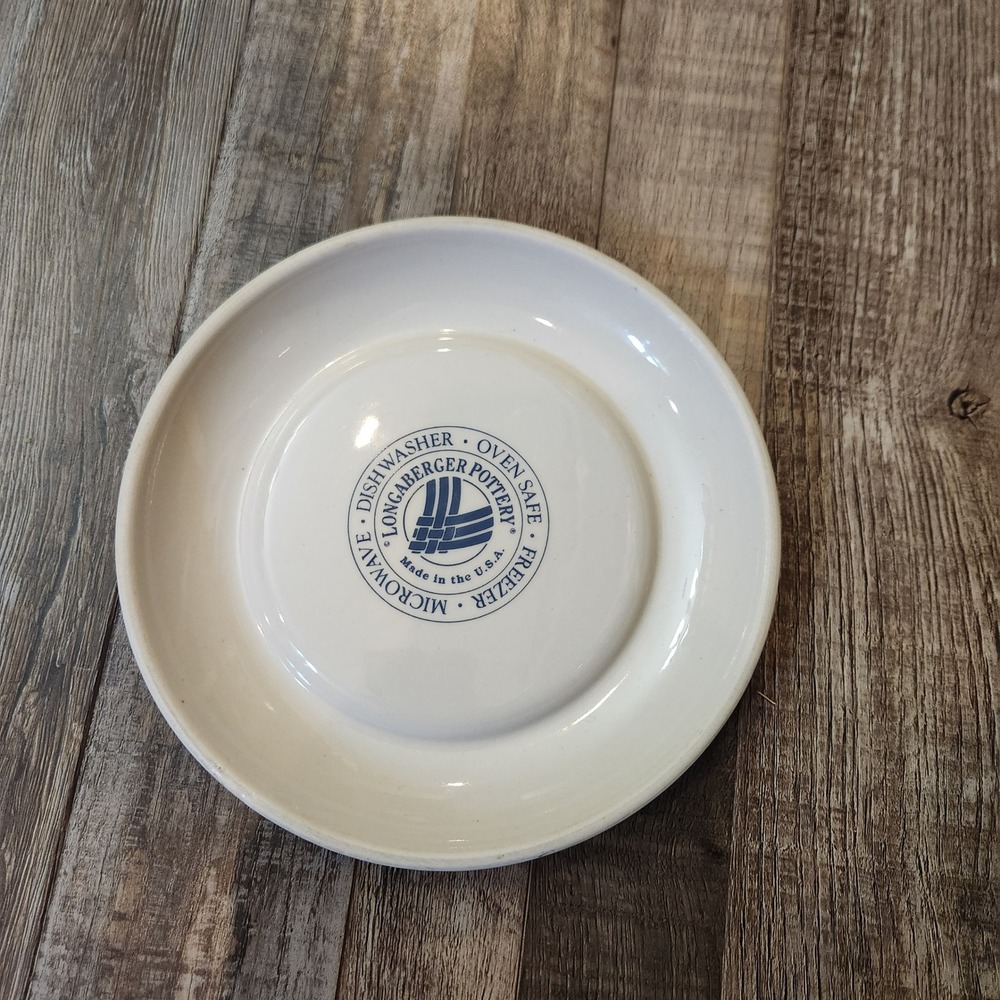 Longaberger Pottery Woven Traditions Blue Bread and Butter Plate 7.25 Inch USA